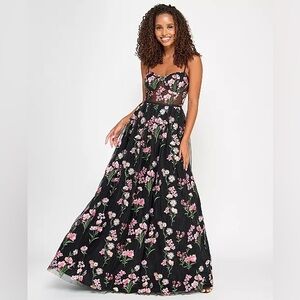 Juniors' Floral-Embroidered Tulle Ballgown,
